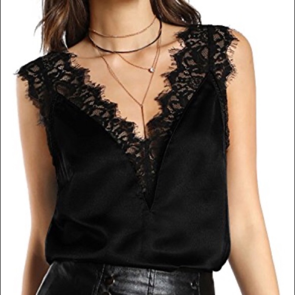 NWOT Verochic Sleeveless Lace Double V Neck Tank